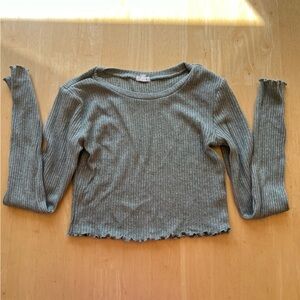 GARAGE Lettuce edge cropped long sleeve top